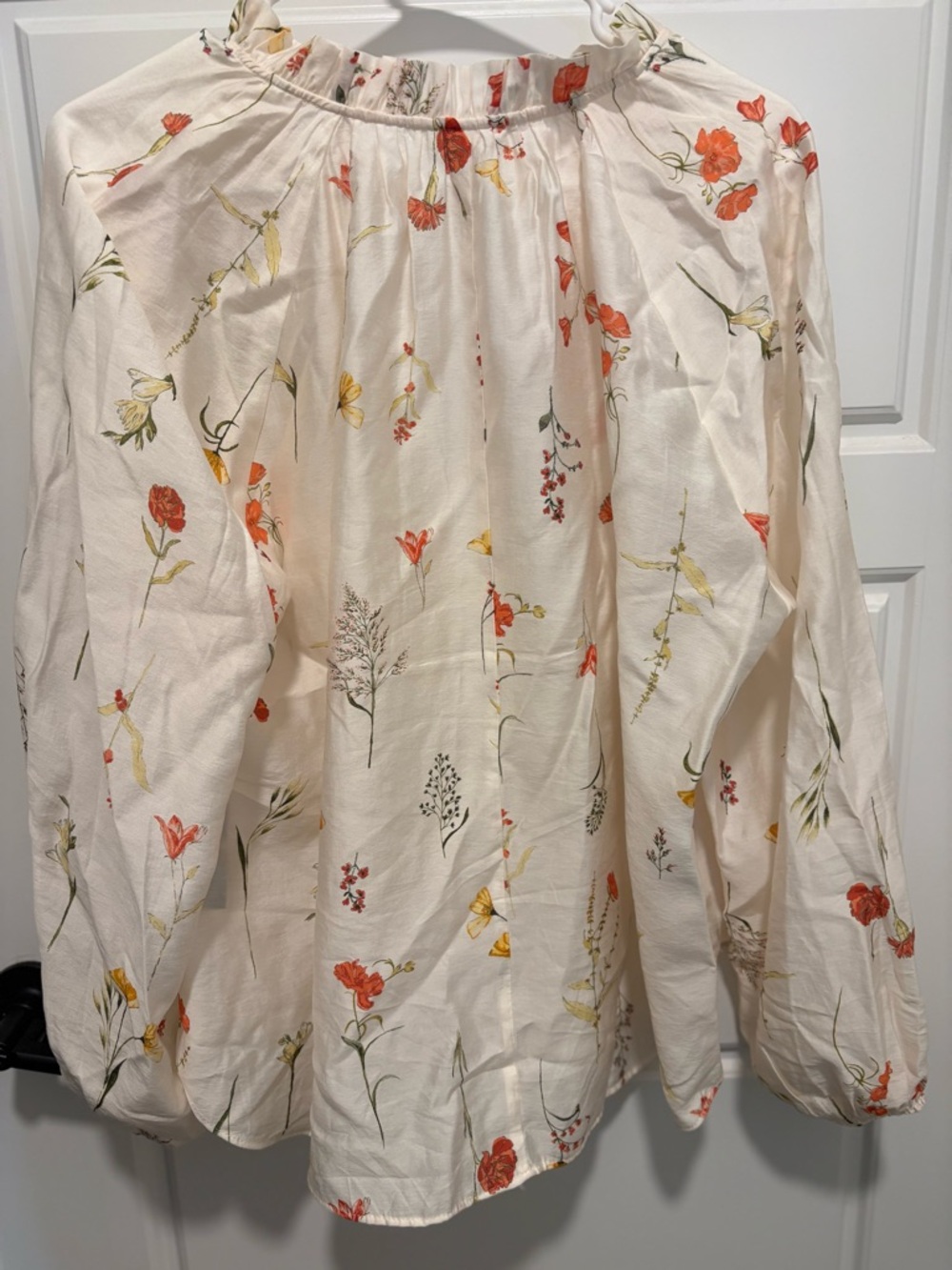 H&M Cream Floral Peasant Top with Orange and Yellow Accents - Picture 3 of 4